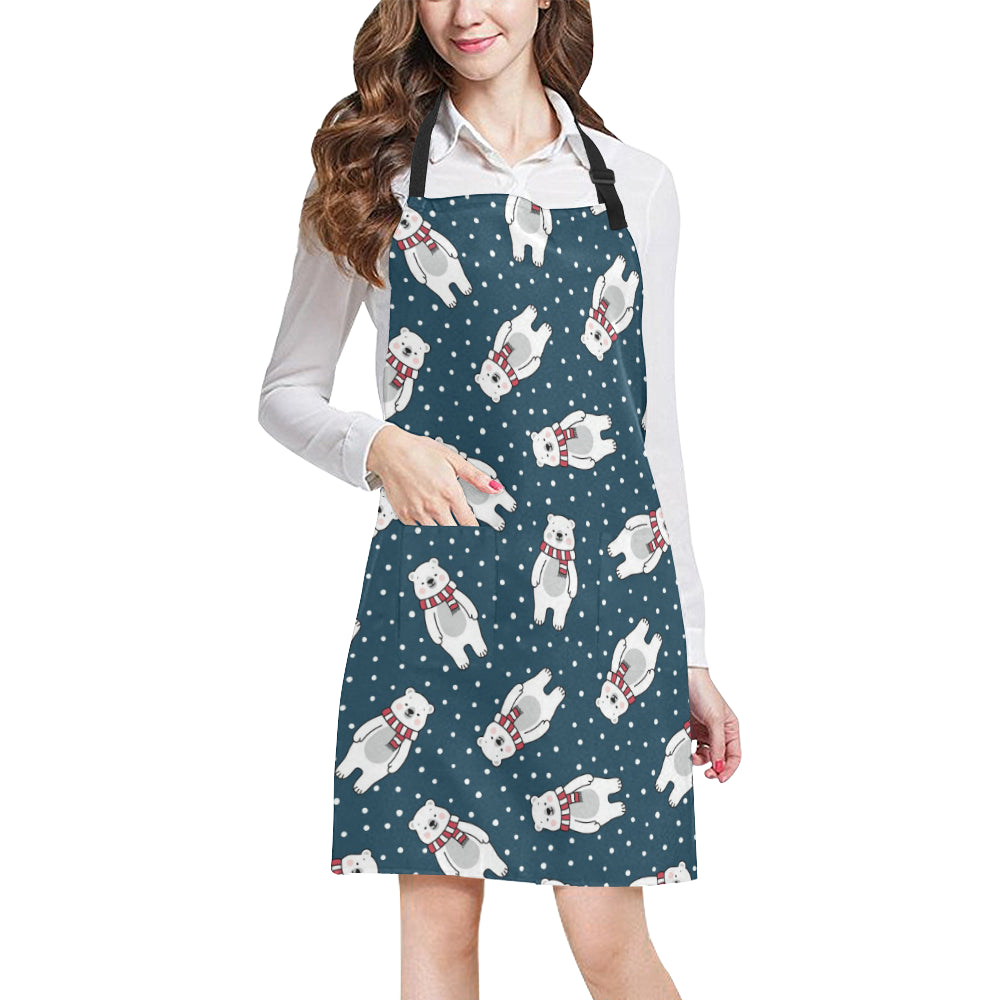 Polar Bear Pattern Print Design PB05 Apron with Pocket