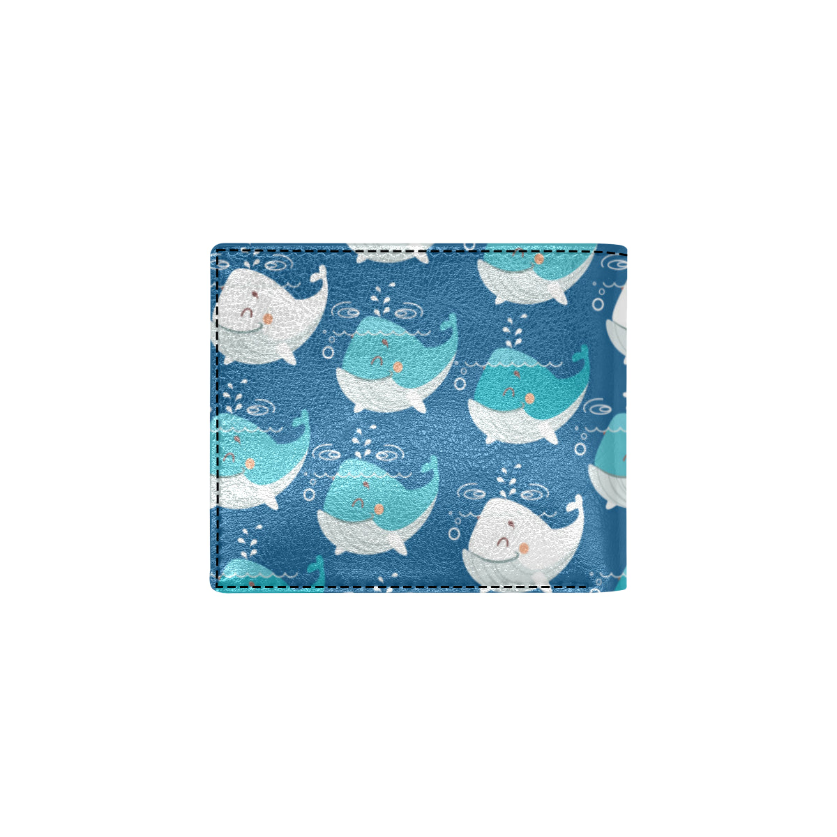 Blue Whale Pattern Print Design 01 Men's ID Card Wallet