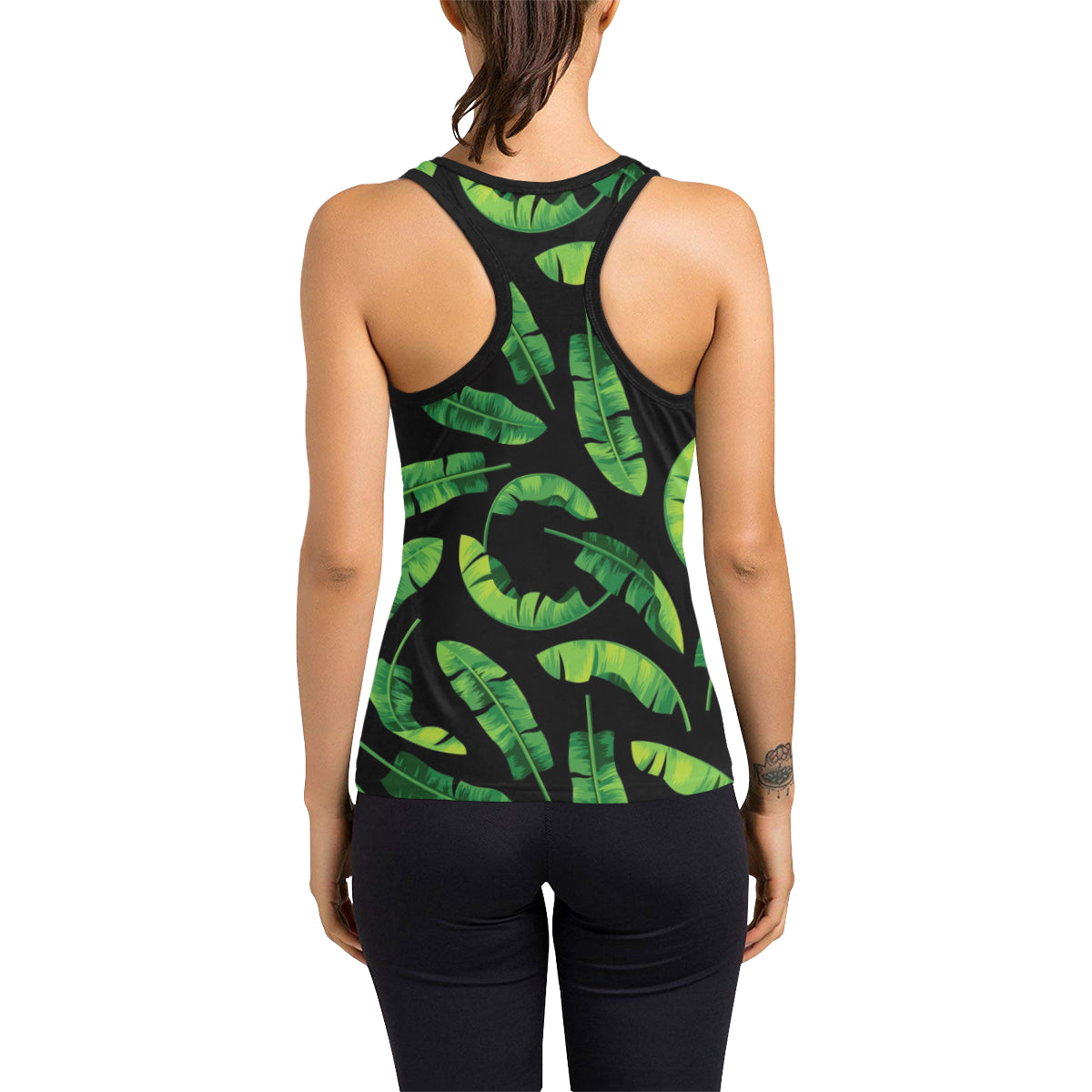 Banana Leaf Pattern Print Design BL02 Women's Racerback Tank Top