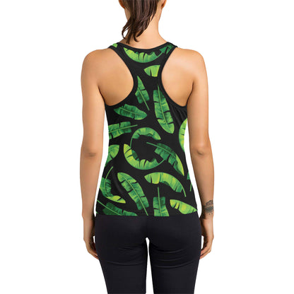 Banana Leaf Pattern Print Design BL02 Women's Racerback Tank Top