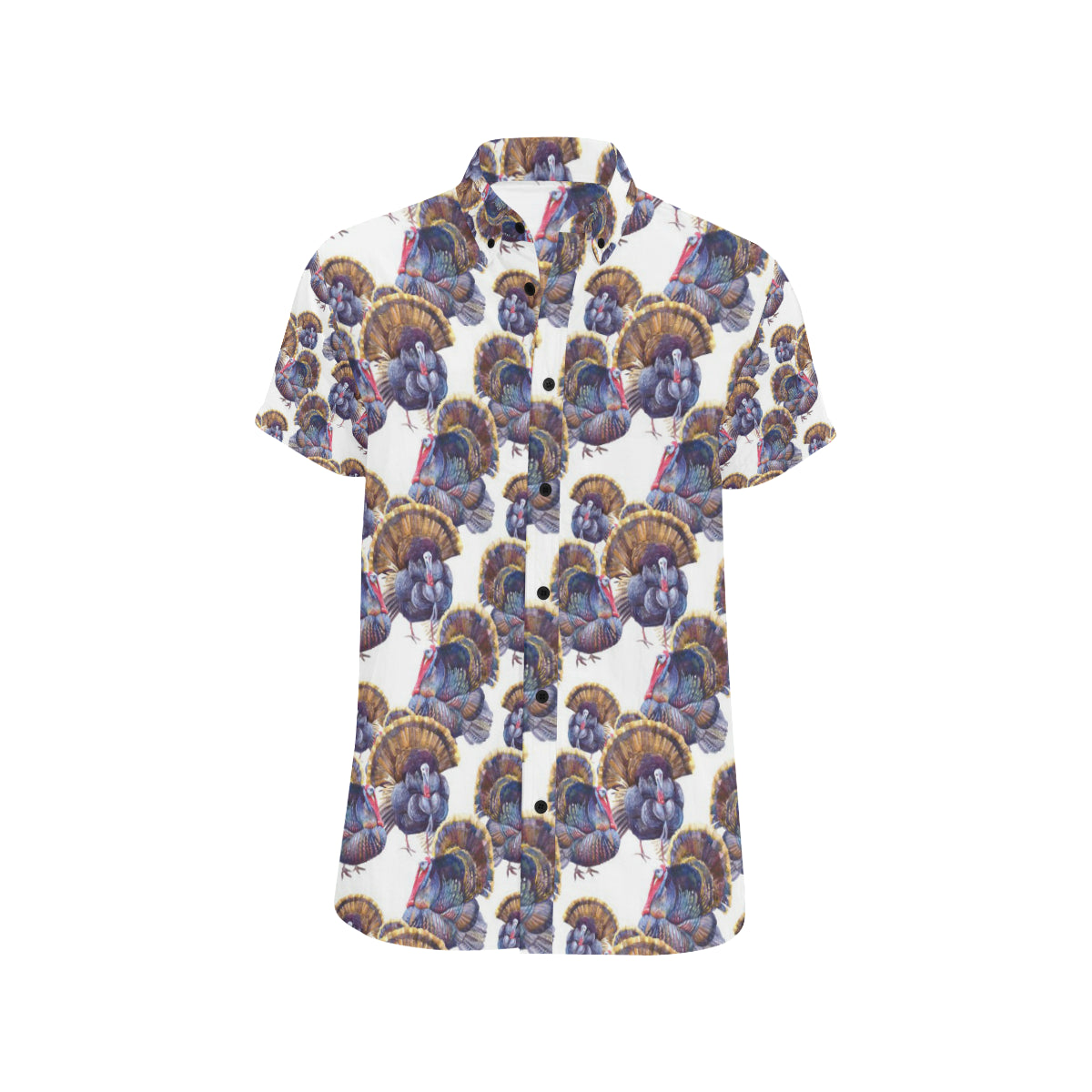 Turkey Pattern Print Design 01 Men's Short Sleeve Button Up Shirt