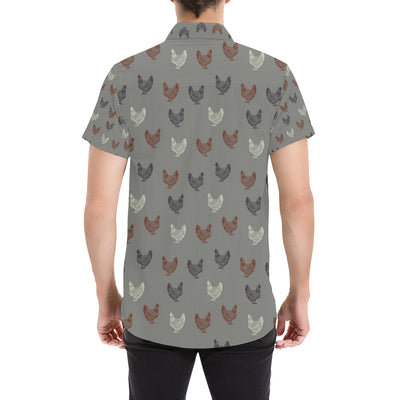 Chicken Pattern Print Design 01 Men's Short Sleeve Button Up Shirt