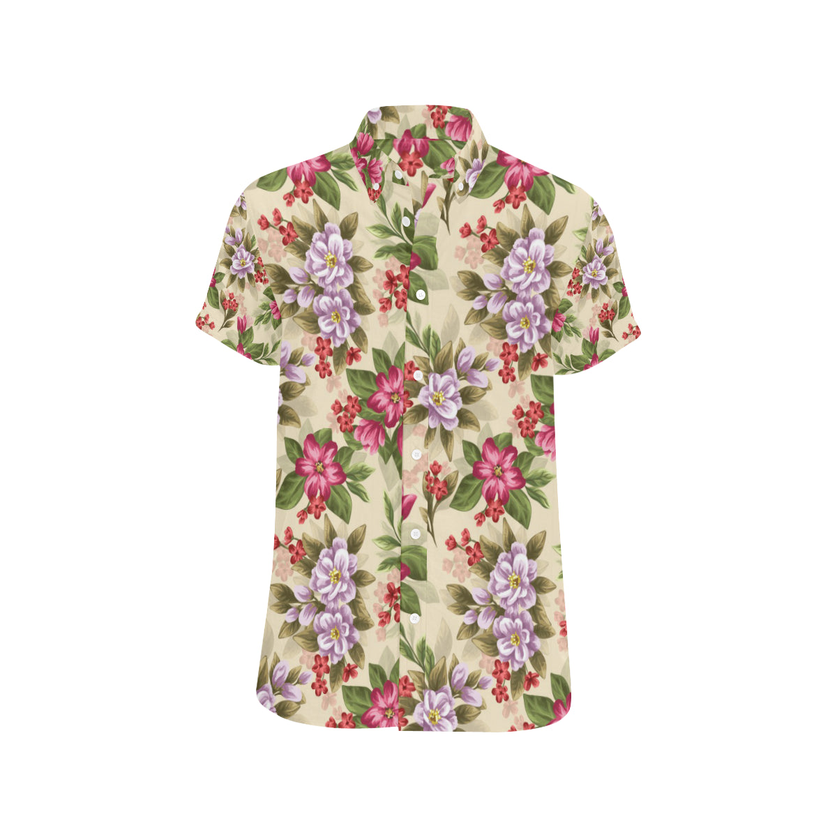 Summer Floral Pattern Print Design SF08 Men's Short Sleeve Button Up Shirt