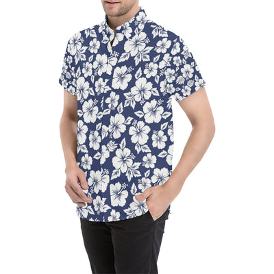 Hibiscus Pattern Print Design HB012 Men's Short Sleeve Button Up Shirt