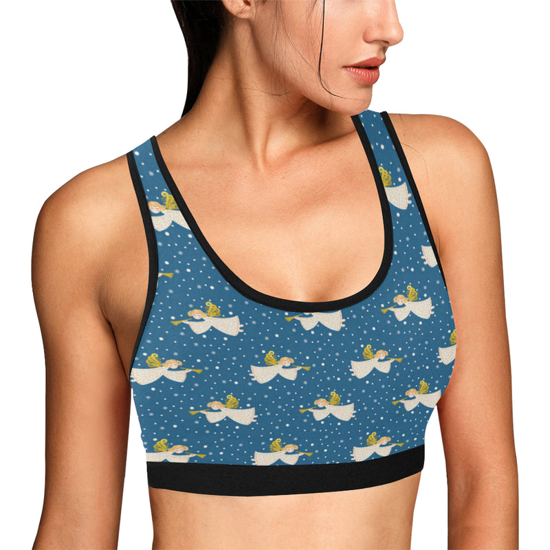 Angel Pattern Print Design 08 Sports Bra