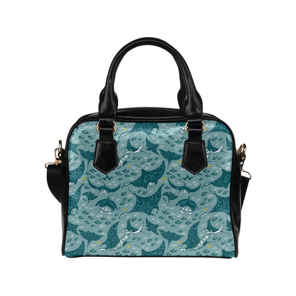 Manta Ray Tribal Pattern Print Design 03 Shoulder Handbag