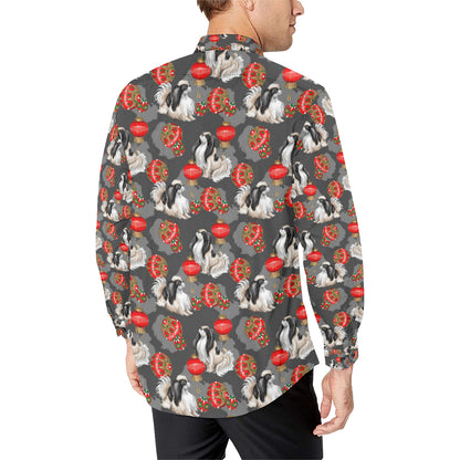 Japanese Chin Pattern Print Design 02 Men's Long Sleeve Shirt