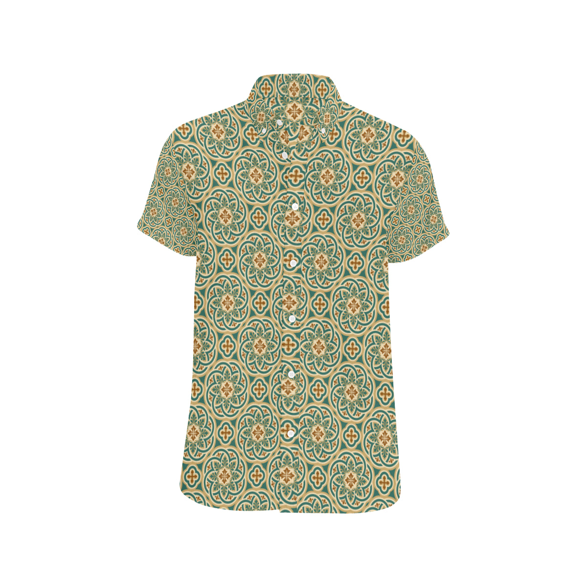 Cross Pattern Print Design 01 Men's Short Sleeve Button Up Shirt
