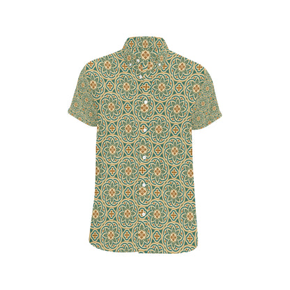 Cross Pattern Print Design 01 Men's Short Sleeve Button Up Shirt