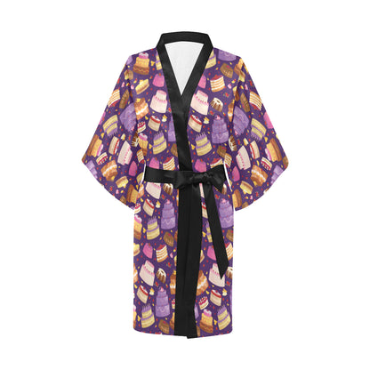 Cake Pattern Print Design 05 Women's Short Kimono