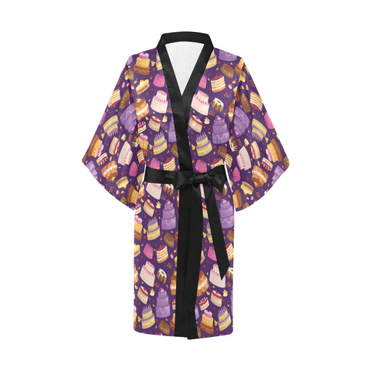 Cake Pattern Print Design 05 Women's Short Kimono