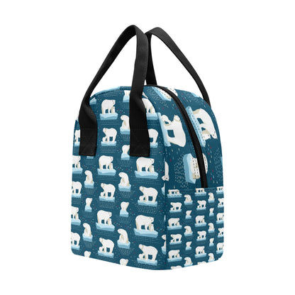 Polar Bear Pattern Print Design PB02 Insulated Lunch Bag