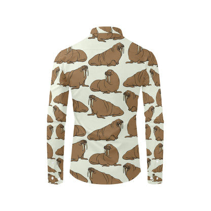 Walrus Pattern Print Design 03 Men's Long Sleeve Shirt