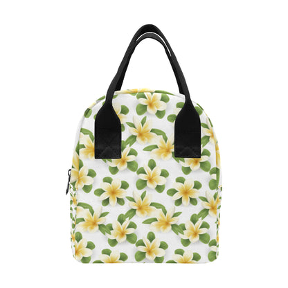 Yellow Plumeria Pattern Print Design PM012 Insulated Lunch Bag