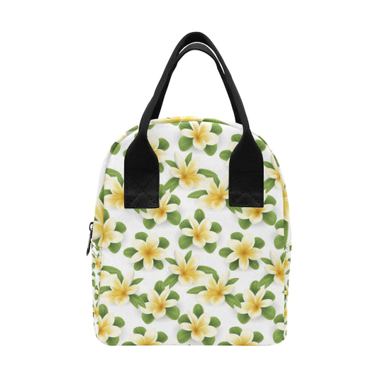 Yellow Plumeria Pattern Print Design PM012 Insulated Lunch Bag