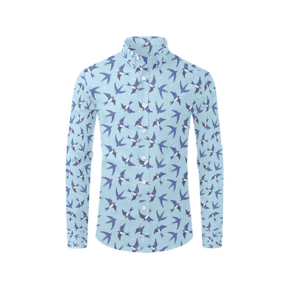 Swallow Bird Pattern Print Design 06 Men's Long Sleeve Shirt