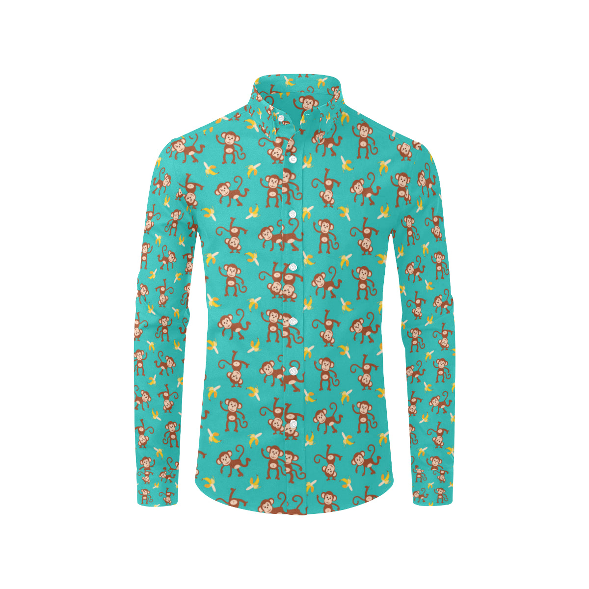 Monkey Banana Design Themed Print Men's Long Sleeve Shirt