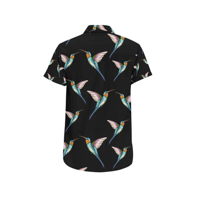 Hummingbird Pattern Print Design 06 Men's Short Sleeve Button Up Shirt