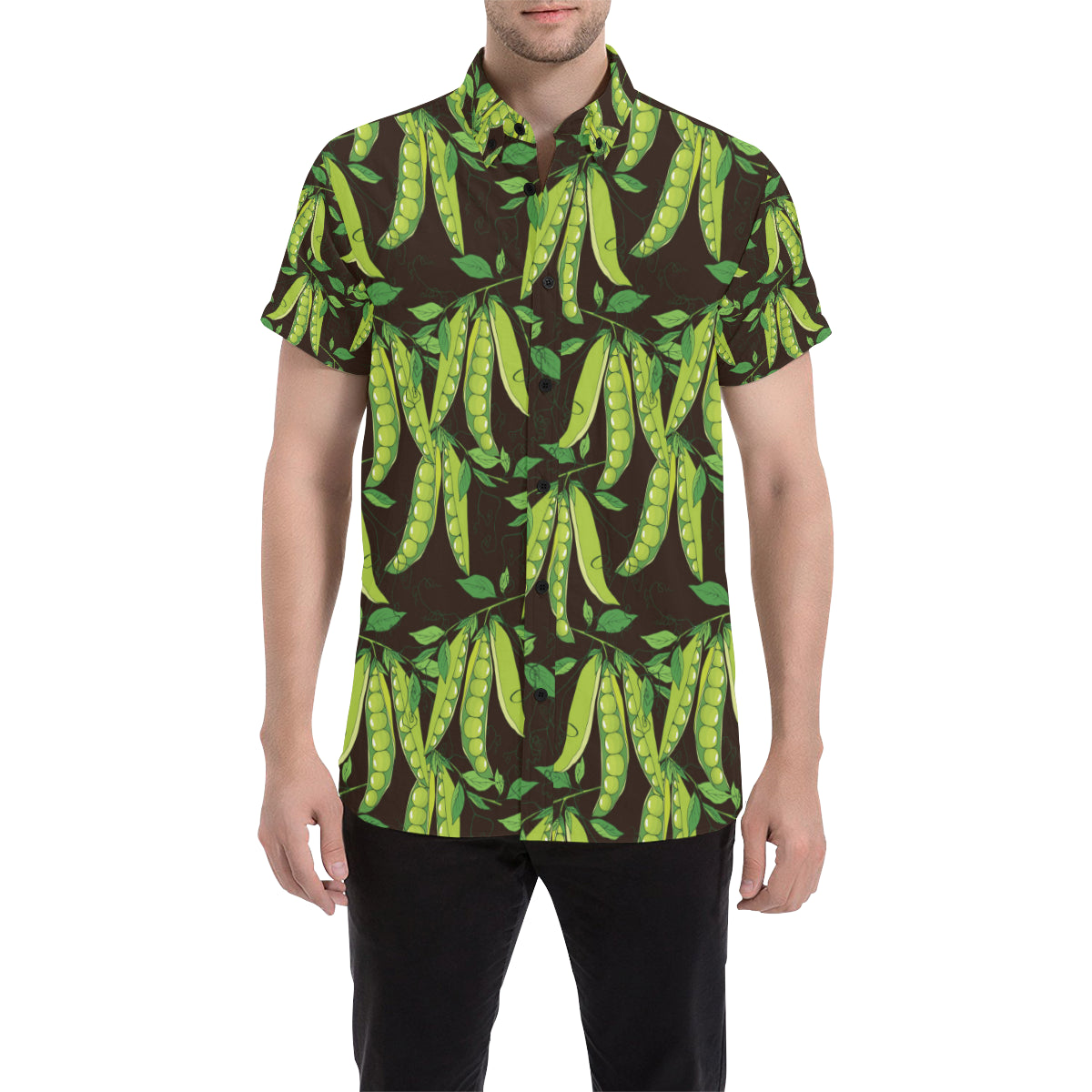 Peas Pattern Print Design A03 Men's Short Sleeve Button Up Shirt