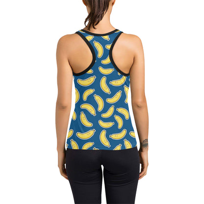 Banana Pattern Print Design BA03 Women's Racerback Tank Top