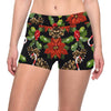 Poinsettia Pattern Print Design POT01 Yoga Shorts