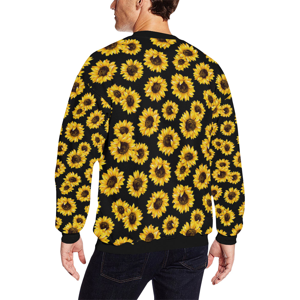 Sunflower Pattern Print Design SF05 Men Long Sleeve Sweatshirt