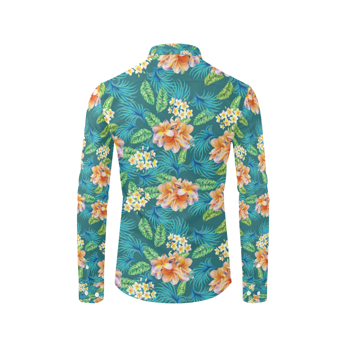 Plumeria Tropical Flower Design Print Men's Long Sleeve Shirt