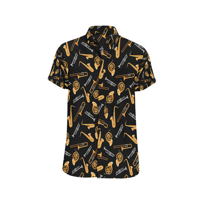 Jazz Pattern Print Design 01 Men's Short Sleeve Button Up Shirt