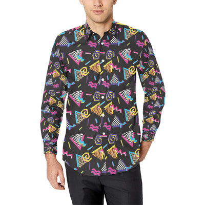 80s Pattern Print Design 3 Men's Long Sleeve Shirt