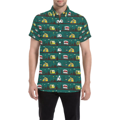 Camper Pattern Print Design 05 Men's Short Sleeve Button Up Shirt