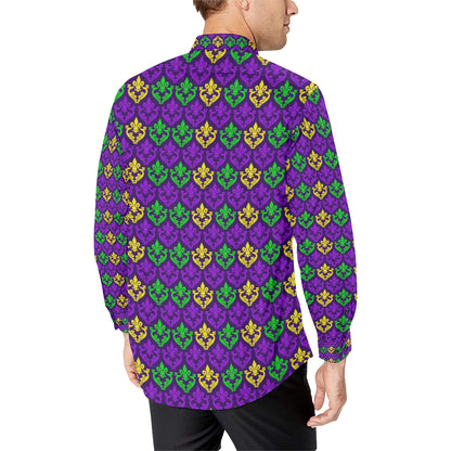 Mardi Gras Pattern Print Design 02 Men's Long Sleeve Shirt