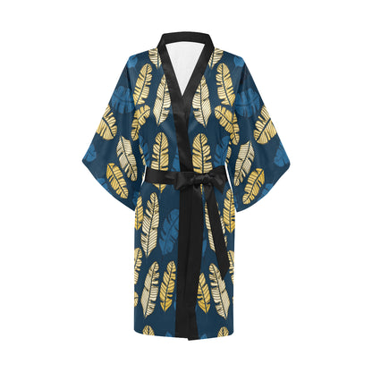 Banana Leaf Pattern Print Design BL09 Women's Short Kimono