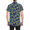 Dragonfly Lime Blue Print Pattern Men's Short Sleeve Button Up Shirt