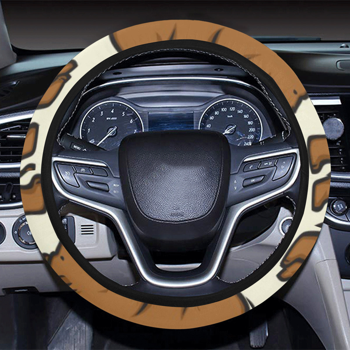 Bear Pattern Print Design BE05 Steering Wheel Cover with Elastic Edge