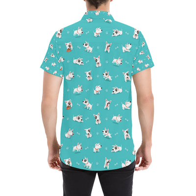 Bull Terriers Pattern Print Design 07 Men's Short Sleeve Button Up Shirt