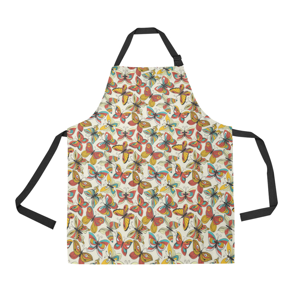 Butterfly Pattern Print Design 02 Apron with Pocket