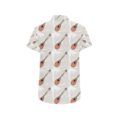 Mandolin Pattern Print Design 03 Men's Short Sleeve Button Up Shirt