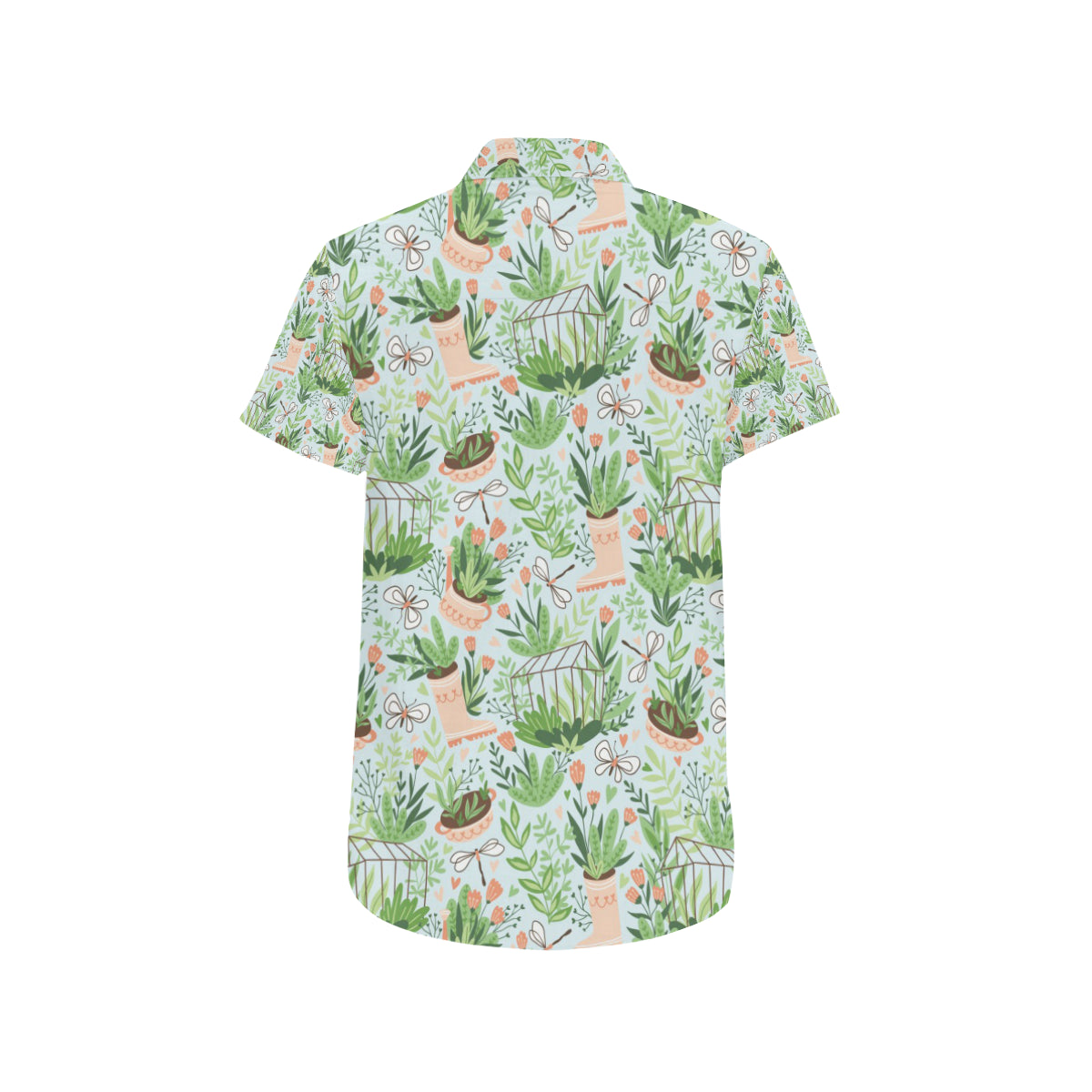 Gardening Pattern Print Design G04 Men's Short Sleeve Button Up Shirt