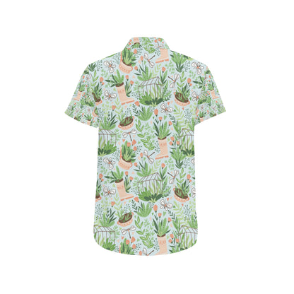 Gardening Pattern Print Design G04 Men's Short Sleeve Button Up Shirt