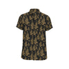 Owl Tribal Polynesian Design Print Men's Short Sleeve Button Up Shirt