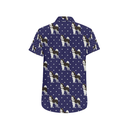 Alaskan Malamute Pattern Print Design 04 Men's Short Sleeve Button Up Shirt