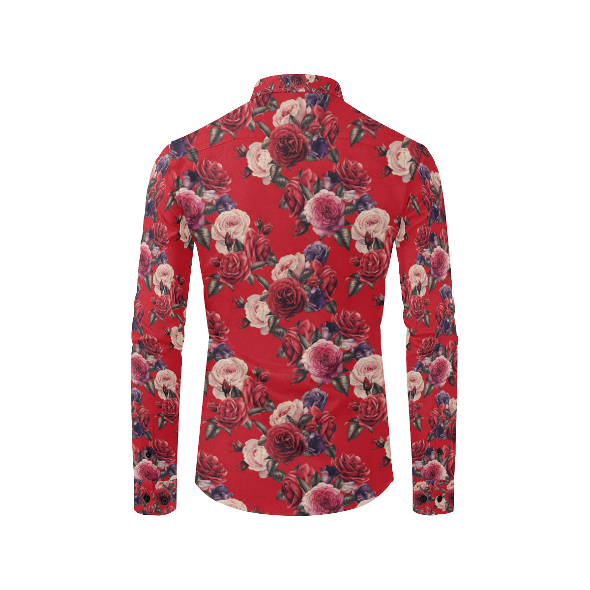 Rose Red Pattern Print Design RO07 Men's Long Sleeve Shirt