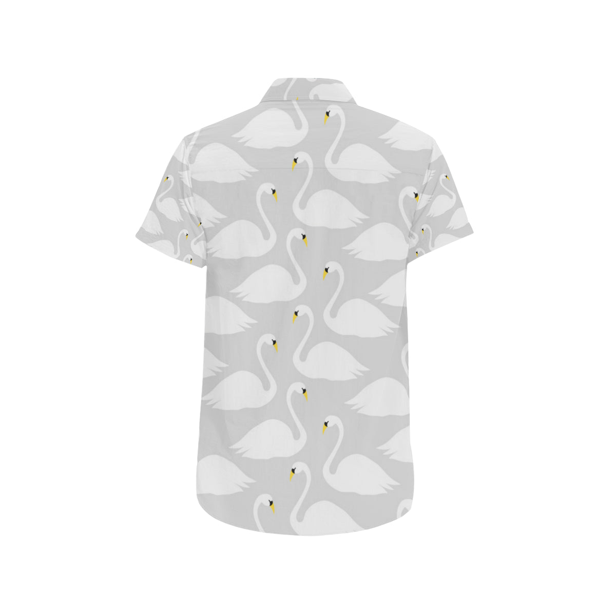 Swan Pattern Print Design 02 Men's Short Sleeve Button Up Shirt