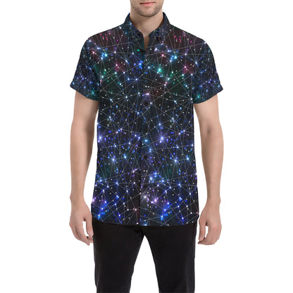 Cosmic Pattern Print Design 01 Men's Short Sleeve Button Up Shirt