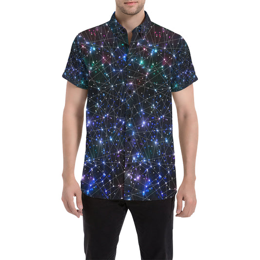 Cosmic Pattern Print Design 01 Men's Short Sleeve Button Up Shirt
