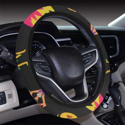 Hula Dancers Hawaiian Girl Pattern Print Design 03 Steering Wheel Cover with Elastic Edge