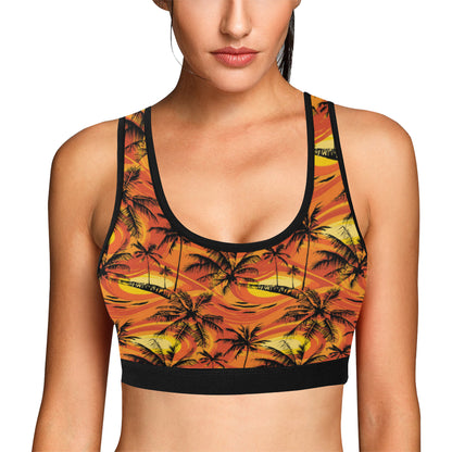 Palm Tree Pattern Print Design A02 Sports Bra