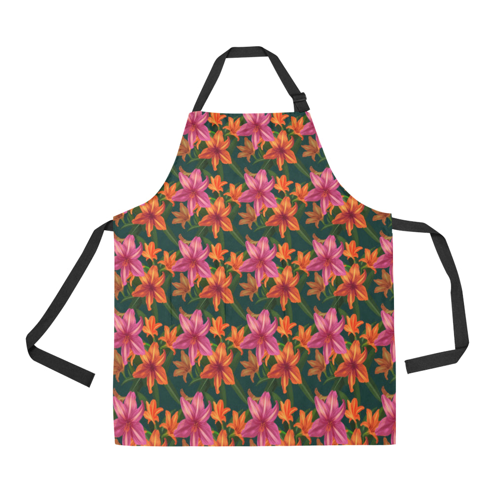 Amaryllis Pattern Print Design AL01 Apron with Pocket