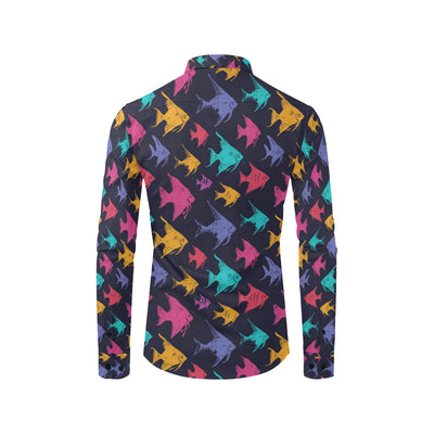 Angelfish Colorful Pattern Print Design 03 Men's Long Sleeve Shirt