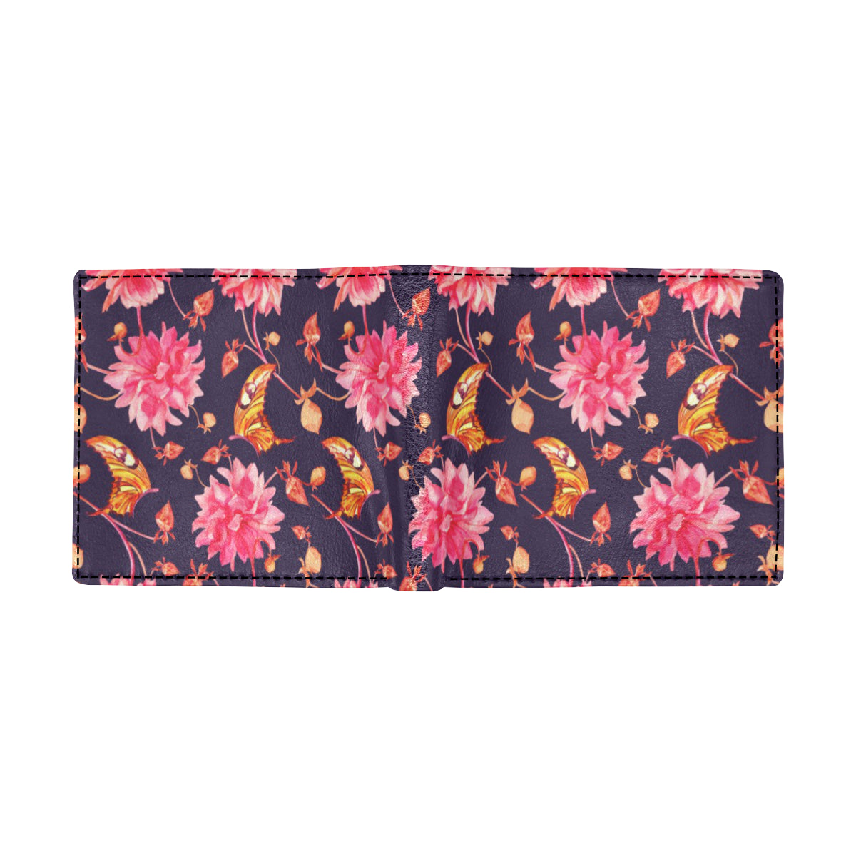 Dahlia Pattern Print Design DH03 Men's ID Card Wallet